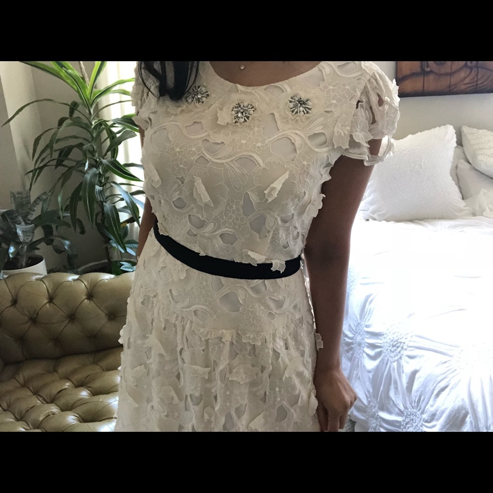 (FIRM) Beautiful 💯 Silk Beaded Lace BCBGMAXAZRIA - Picture 4 of 8